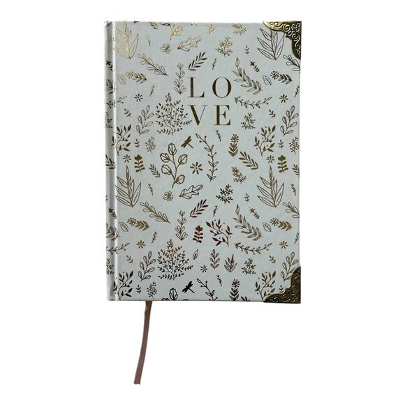 Unbranded Other - LOVE Floral Hardcover Journal Notebook Gold Foil Corners Ribbon Bookmark